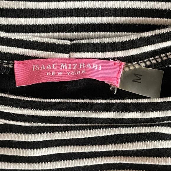 Isaac Mizrahi Short Sleeve Black and White Stripe Tunic Top Size Medium NWT - Picture 7 of 8